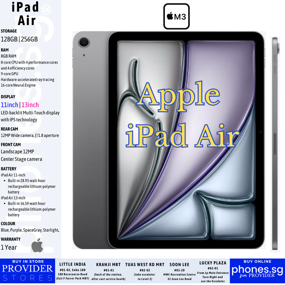 Apple iPad Air (7th Gen) with M3 Chip - Singapore Warranty